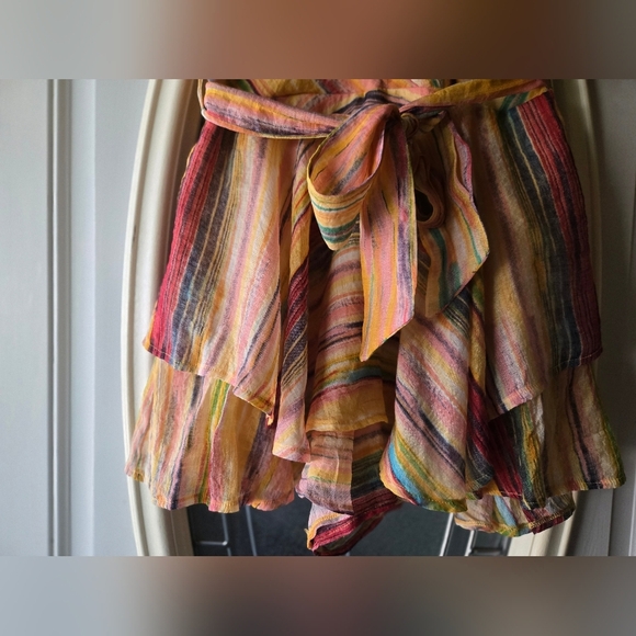 Luxxel Colorful Striped Wrap VNeck Flowy Romper ~ Medium - Picture 3 of 7
